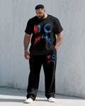 Big & Tall Black Graffiti T-Shirt Pants Set for big men view 1