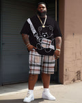 Big & Tall Plaid Graphic T-Shirt Shorts Set for big men view 2