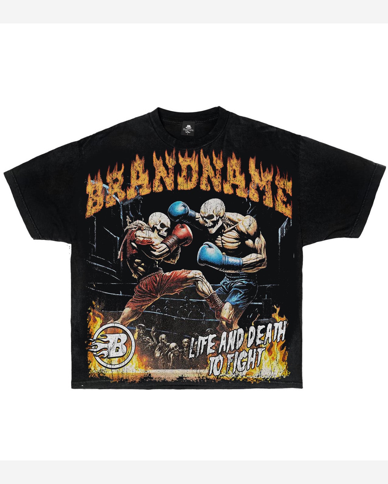 Big & Tall Streetwear Skull T-Shirt Pants Set for big men view 4