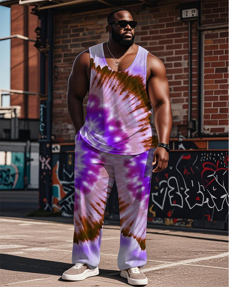 Big & Tall Purple Streetwear Vest Pants Set for big men view 1
