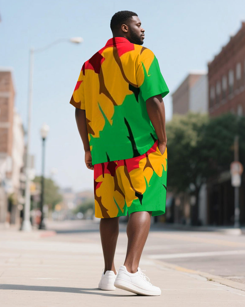 Big & Tall Juneteenth Graphic T-Shirt Shorts Set for big men view 4