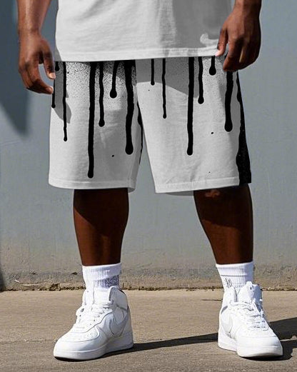 Big & Tall Splash Ink T-Shirt Shorts Set for big men view 3