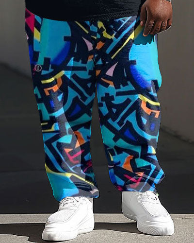 Big & Tall Graphic Graffiti T-Shirt Pants Set for big men view 3