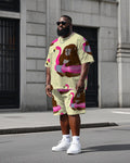 Big & Tall Streetwear T-Shirt Shorts Set for big men view 1
