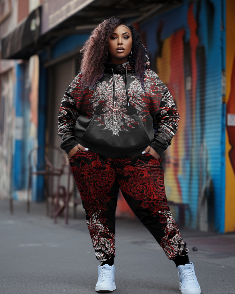 Big & Tall Graphic Streetwear Hoodie Sweatpants Set for big men view 1