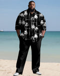 Big & Tall Hawaiian Geometric T-Shirt Pants Set for big men view 1