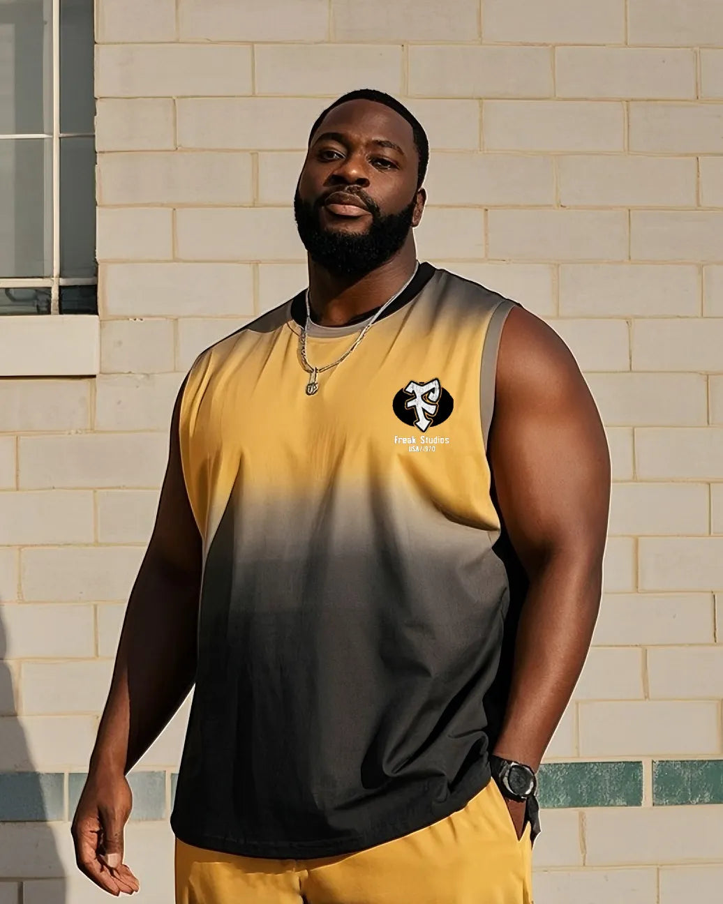 Big & Tall Black Gradient Vest Pants Set for big men view 2