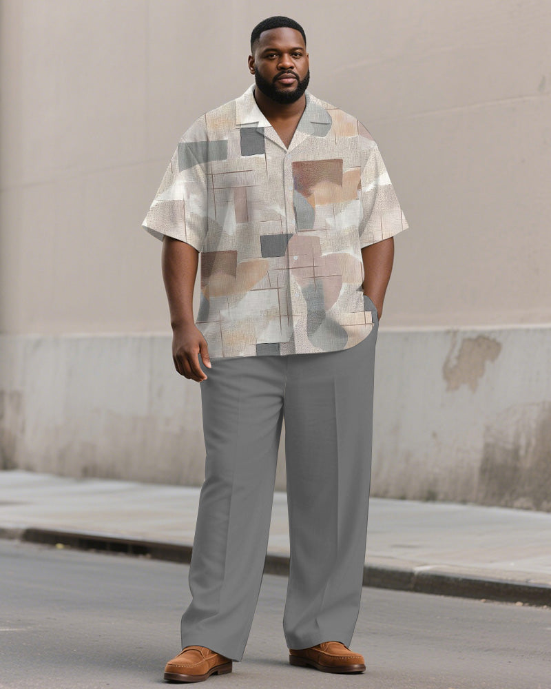 Big & Tall Gray Colorblock T-Shirt Pants Set for big men view 1