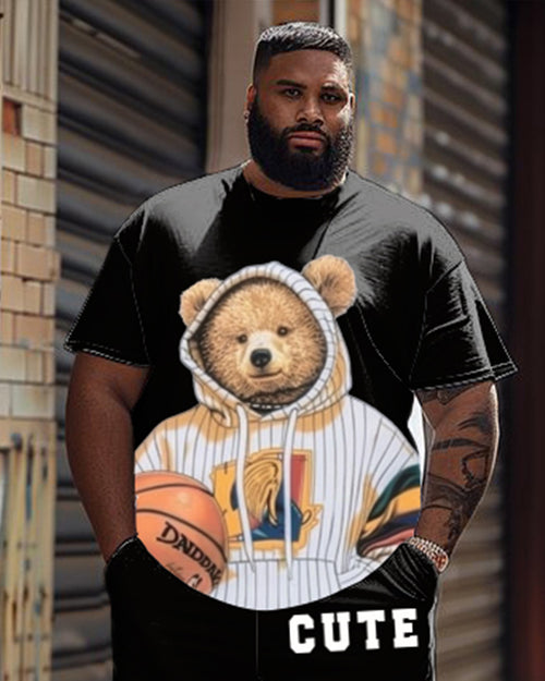 Big & Tall Graphic T-Shirt Shorts Set for big men view 2