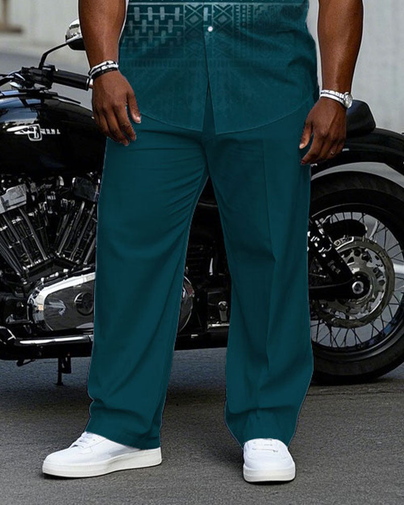 Big & Tall Green Gradient T-Shirt Pants Set for big men view 3
