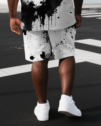 Big & Tall Graphic Splash Ink T-Shirt Shorts Set for big men view 3