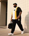 Big & Tall Colorblock Streetwear Two-piece Set for big men view 1