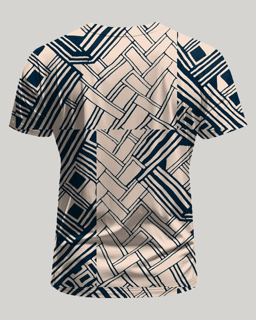 Big & Tall Khaki Colorblock Geometric T-Shirt for big men view 2