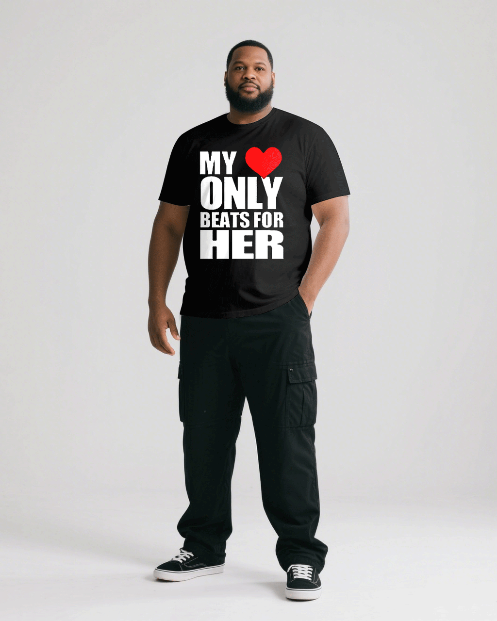 Big & Tall Black T-Shirt Pants Set for big men view 2