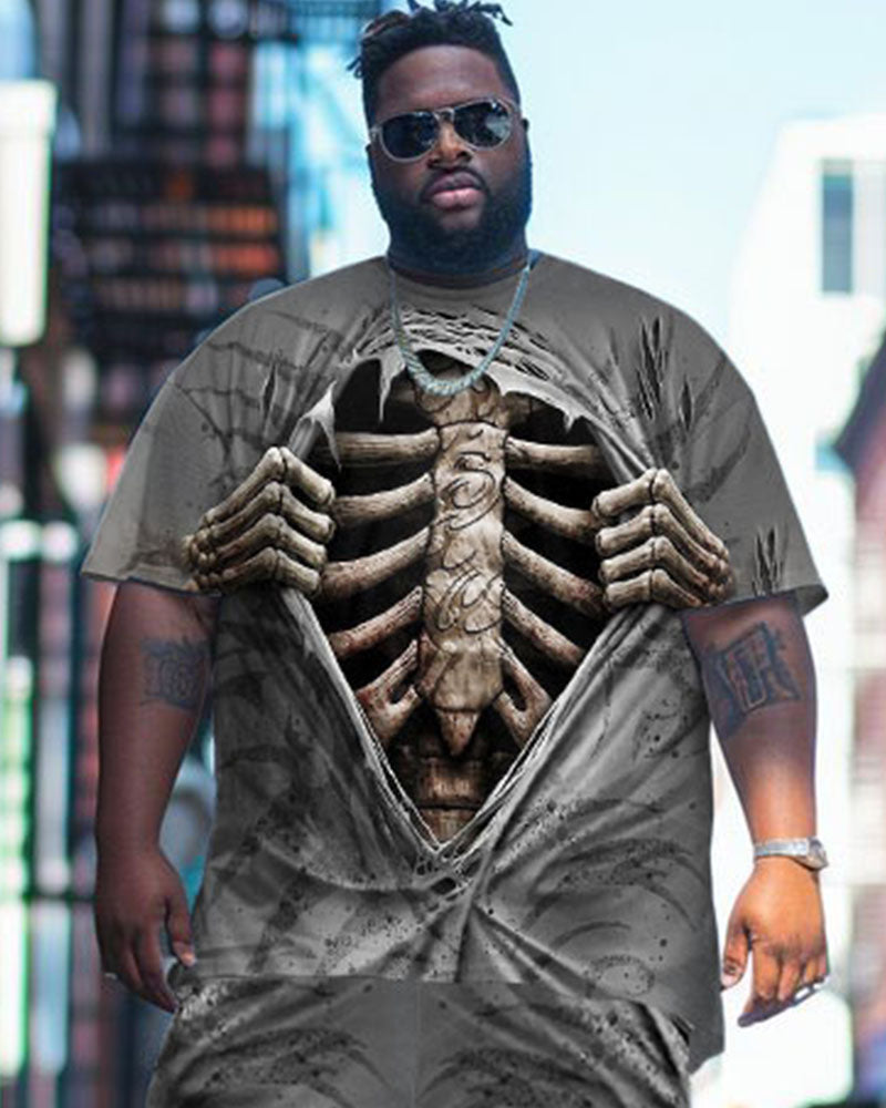 Big & Tall Graphic Streetwear T-Shirt Shorts Set for big men view 2
