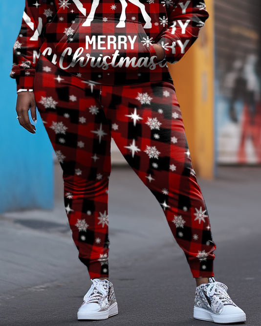 Big & Tall Plaid Hoodie Sweatpants Set for big men view 3