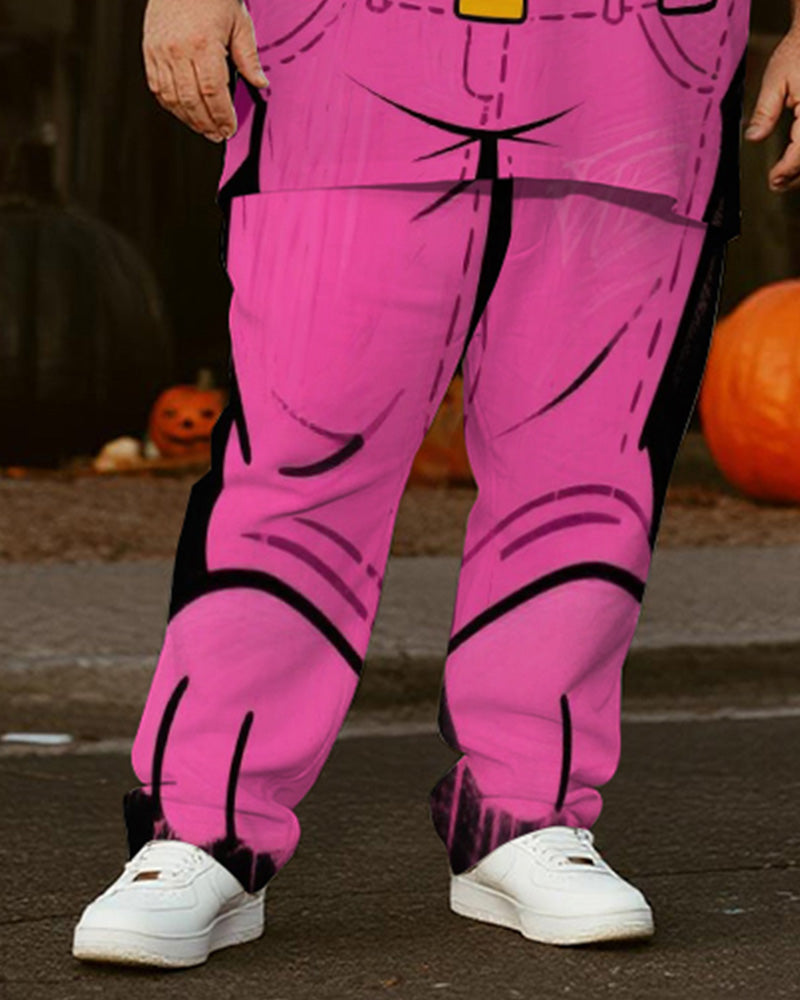 Big & Tall Pink Skull T-Shirt Pants Set for big men view 3