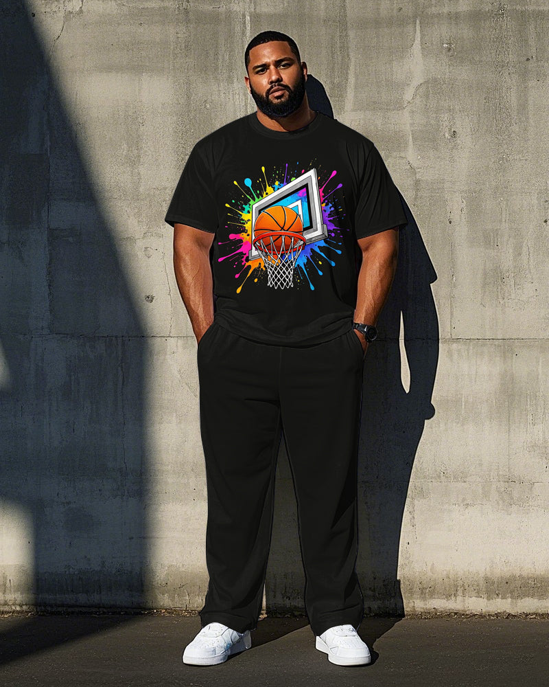 Big & Tall Splash Ink T-Shirt Pants Set for big men view 1