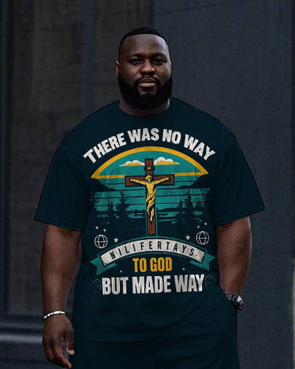 Big & Tall Graphic T-Shirt Shorts Set for big men view 2