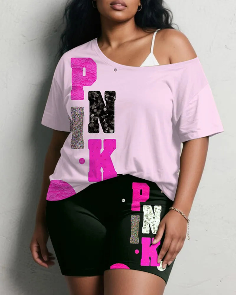 Big & Tall Pink Graphic Two-piece Set for big men view 1