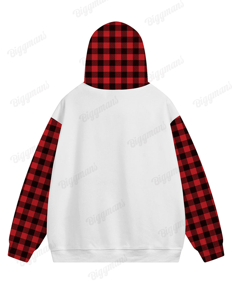 Big & Tall Plaid Hoodie Sweatpants Set for big men view 4