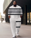 Big & Tall Striped Athletic T-Shirt Pants Set for big men view 1