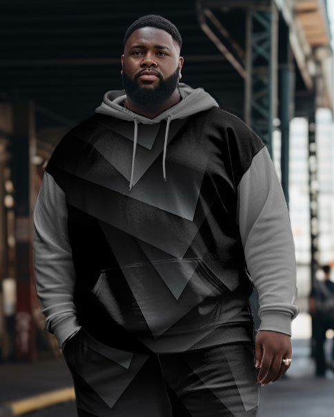 Big & Tall Geometric Hoodie Sweatpants Set for big men view 5