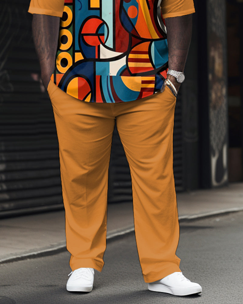 Big & Tall Geometric Streetwear T-Shirt Pants Set for big men view 3
