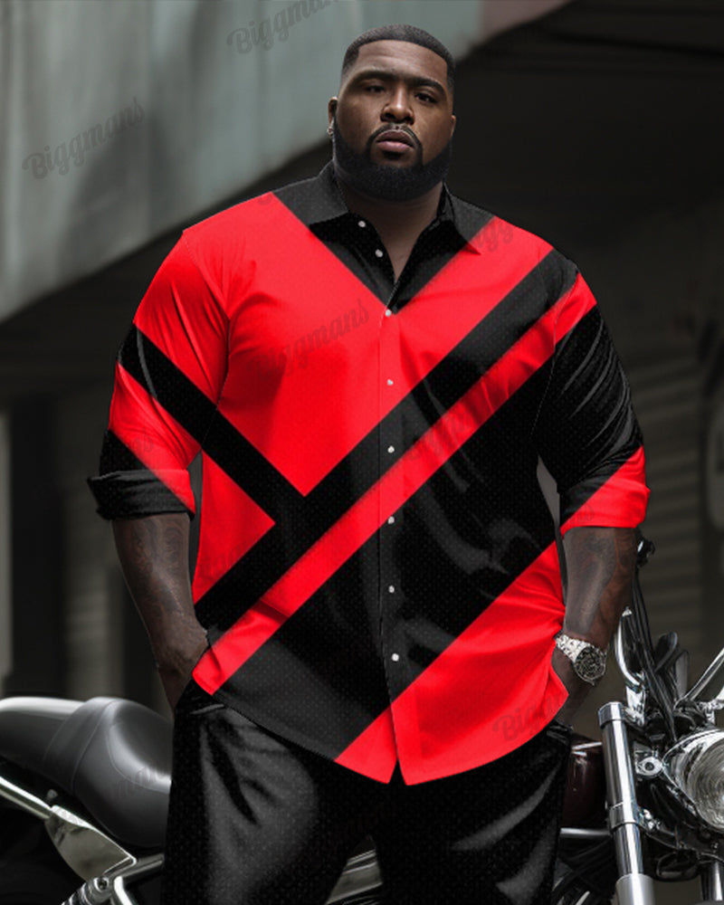 Big & Tall Patchwork Two-piece Set for big men view 2
