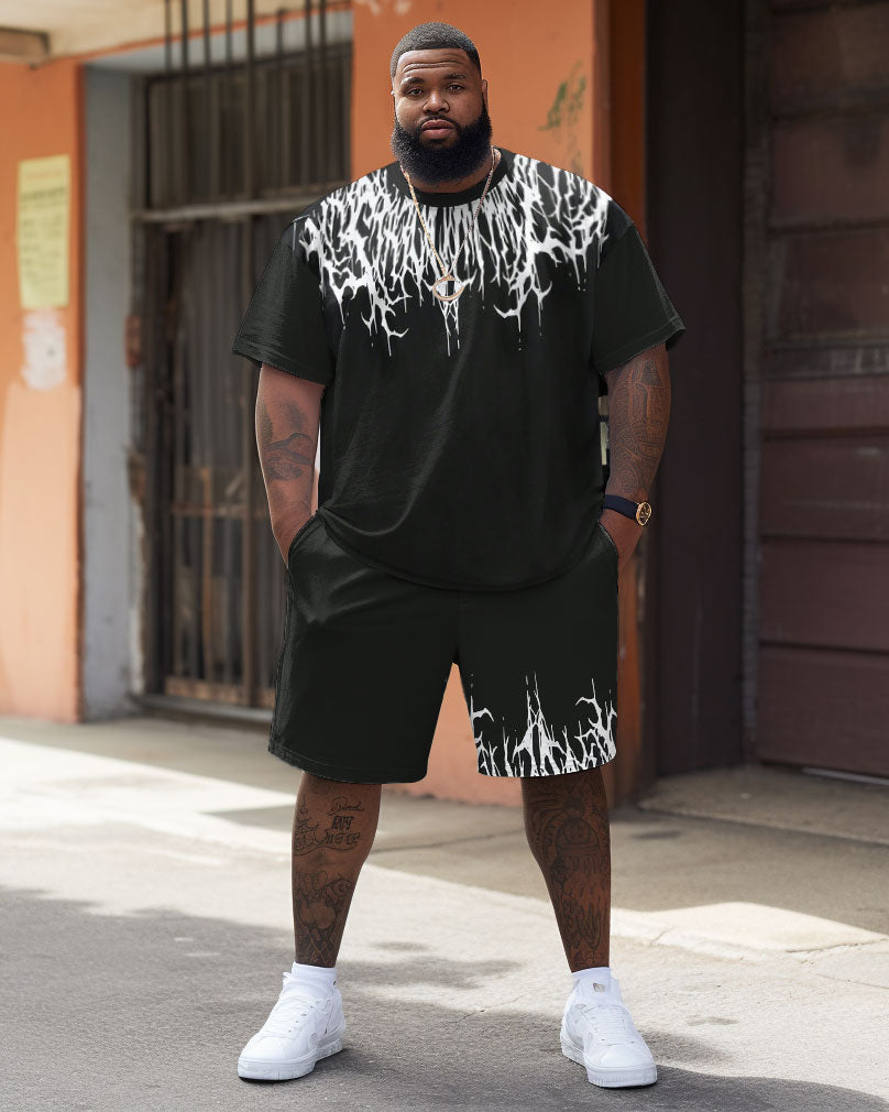 Big & Tall Graphic Streetwear T-Shirt Shorts Set for big men view 2