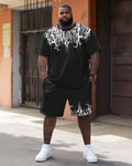 Big & Tall Graphic Streetwear T-Shirt Shorts Set for big men view 2