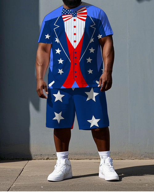 Big & Tall Graphic T-Shirt Shorts Set for big men view 1