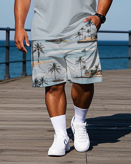 Big & Tall Striped Polo Shorts Set for big men view 3