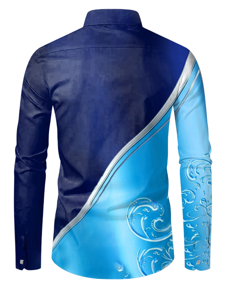 Big & Tall Colorblock Gradient Long Sleeve Shirt for big men view 3