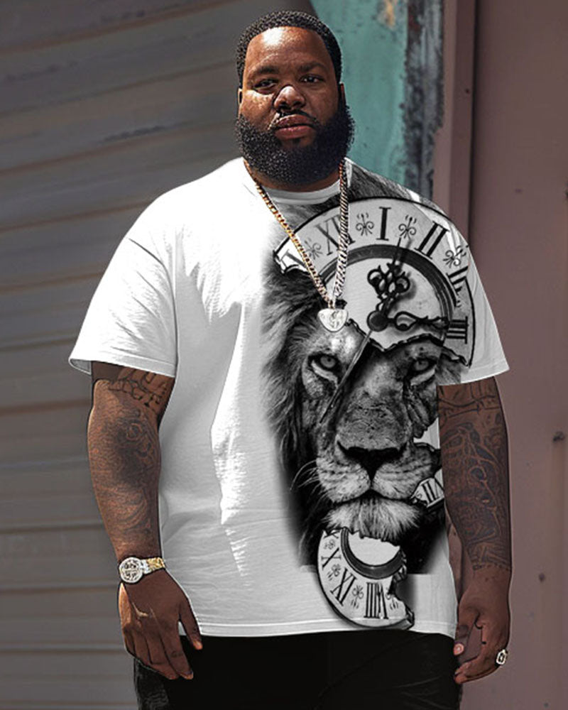 Big & Tall Graphic Streetwear T-Shirt Shorts Set for big men view 2