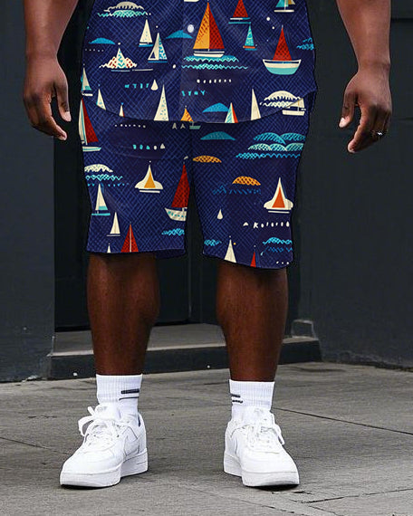 Big & Tall Hawaiian T-Shirt Shorts Set for big men view 3