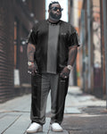 Big & Tall Colorblock Graphic T-Shirt Pants Set for big men view 1
