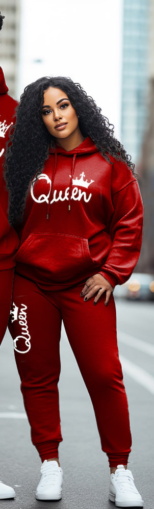 Big & Tall Red Graphic Hoodie Sweatpants Set for big men view 3