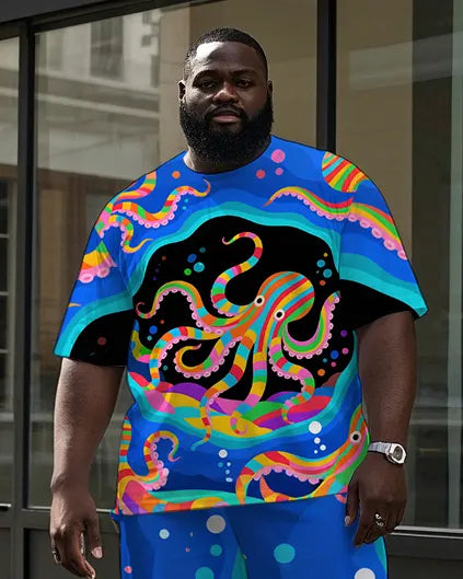 Big & Tall Streetwear T-Shirt Pants Set for big men view 2
