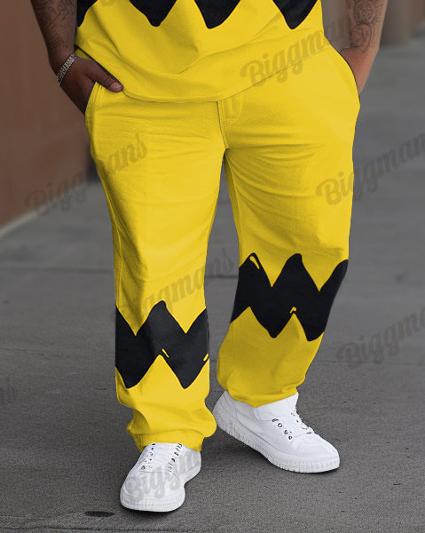 Big & Tall Colorblock Geometric T-Shirt Pants Set for big men view 3