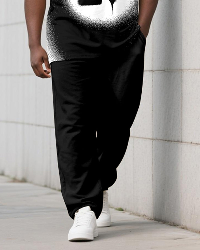 Big & Tall Black Gradient Vest Pants Set for big men view 3