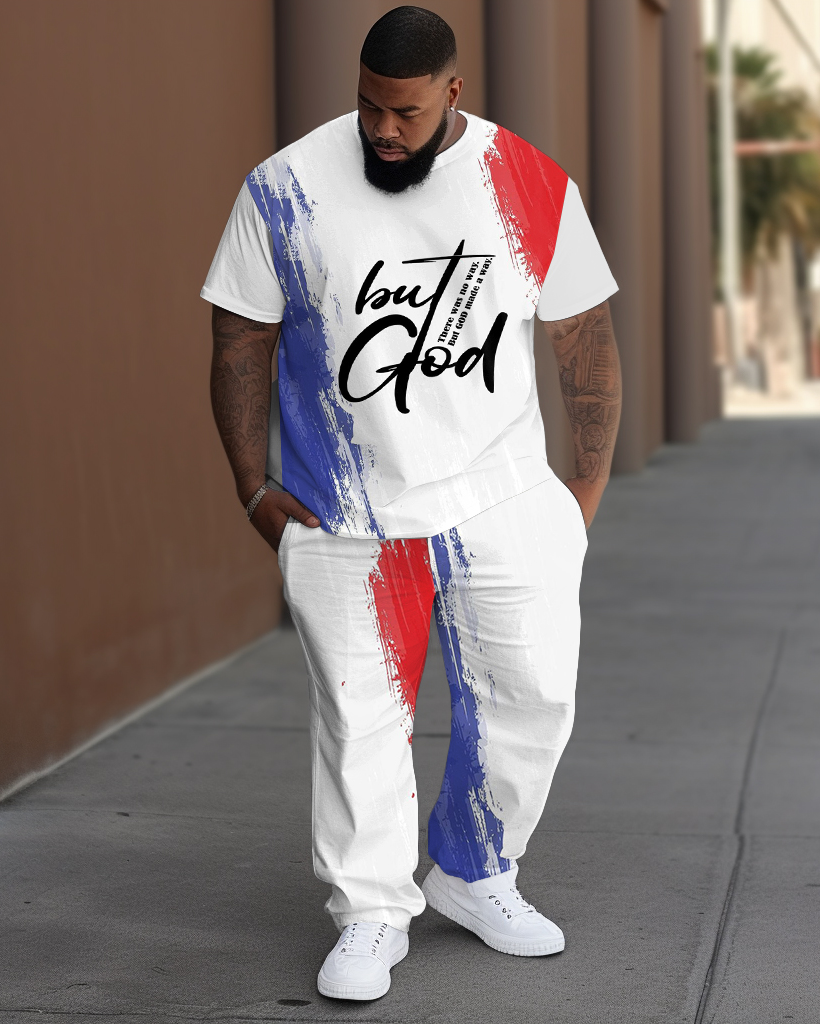 Big & Tall Graphic Graffiti T-Shirt Pants Set for big men view 1