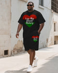 Big & Tall Juneteenth Graphic T-Shirt Shorts Set for big men view 2