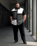 Big & Tall Black Plaid Shirt Pants Set for big men view 1
