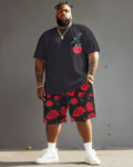 Big & Tall Graphic Streetwear T-Shirt Shorts Set for big men view 2