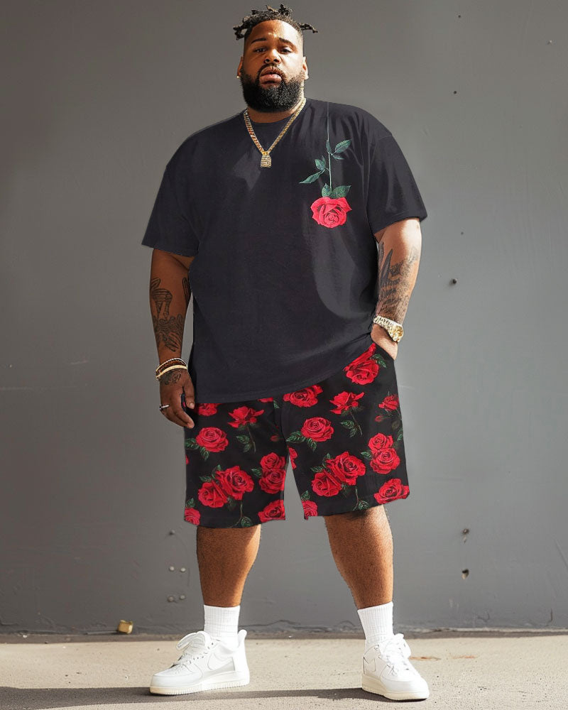 Big & Tall Graphic Streetwear T-Shirt Shorts Set for big men view 2