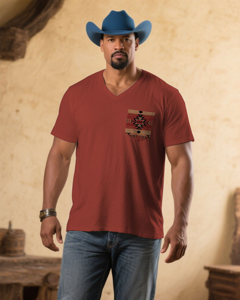 Big & Tall White Red Western T-Shirt for big men view 2