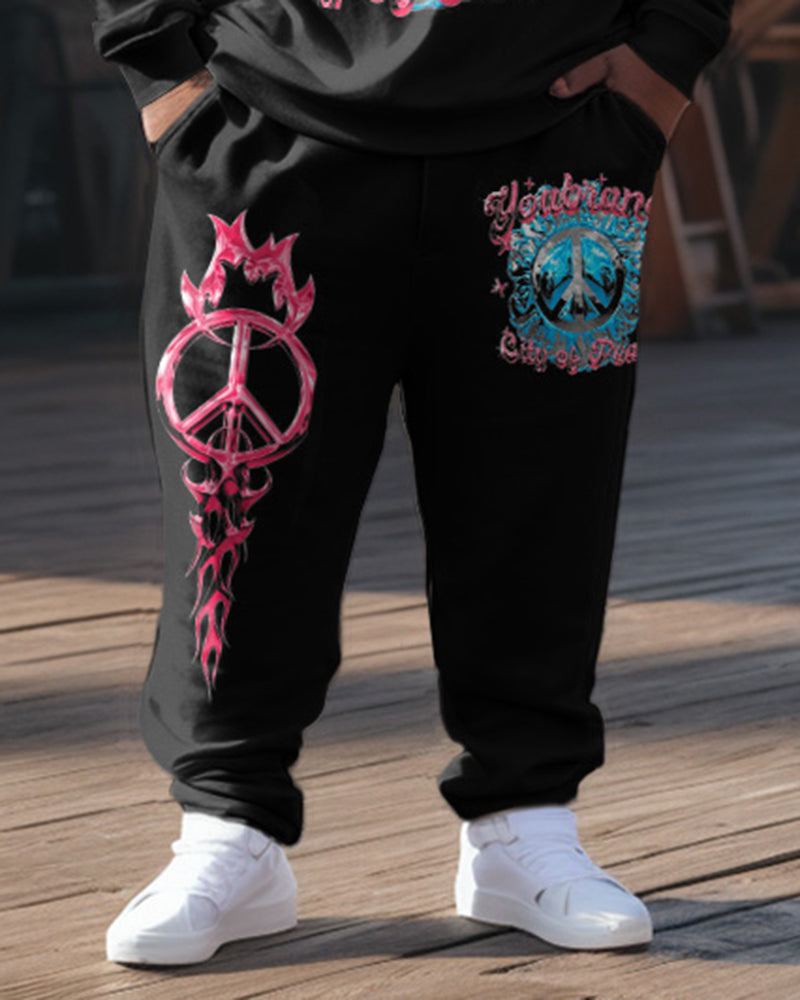 Big & Tall Graphic Athletic Streetwear Two-piece Set for big men view 3