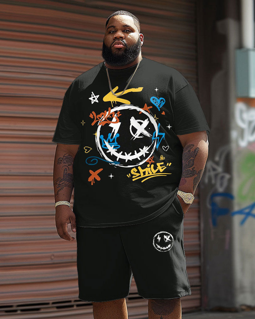 Big & Tall Graphic Graffiti T-Shirt Shorts Set for big men view 1