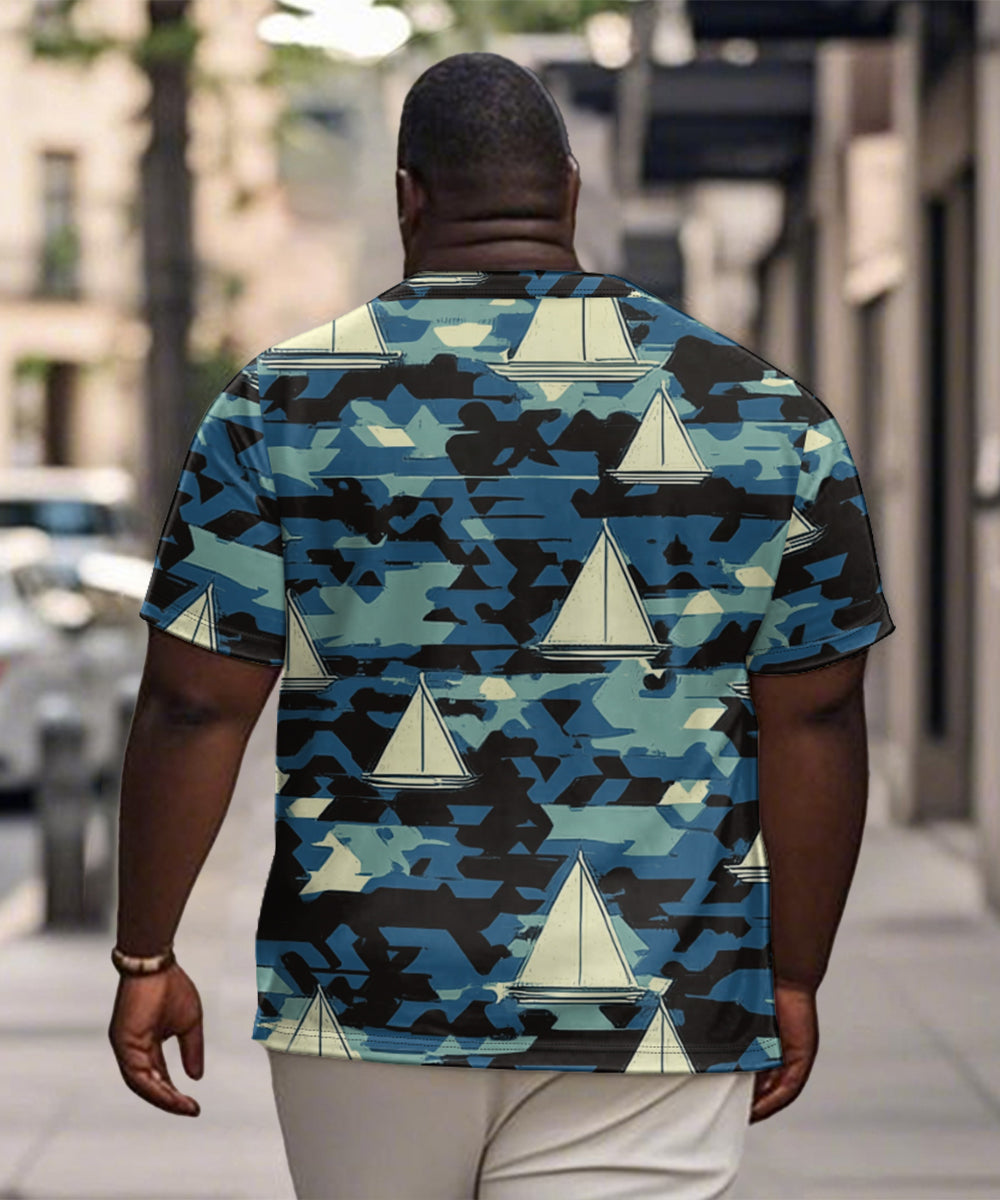 Big & Tall Blue Hawaiian Graphic T-Shirt for big men view 2